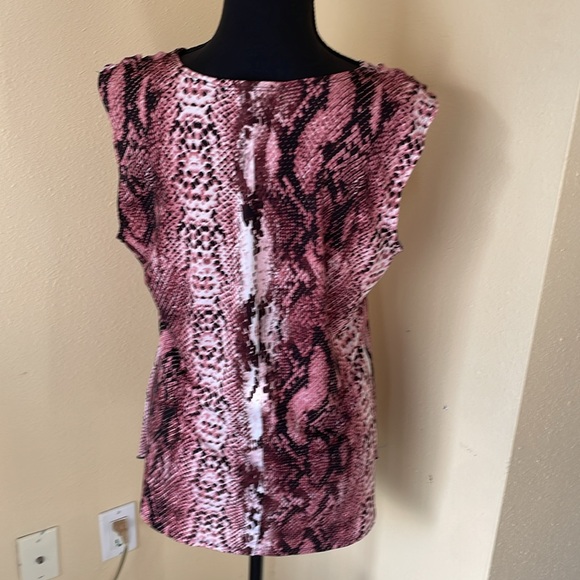 ADELE & MAY sleeveless women’s top pink, brown, black design. Sz large - Picture 3 of 3